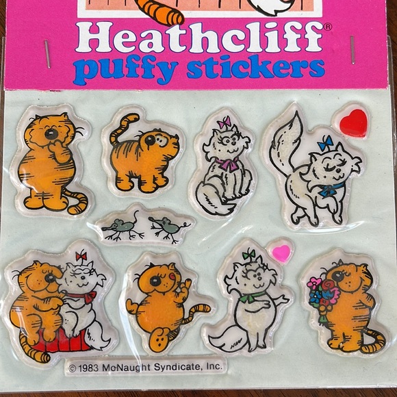 VINTAGE 80S HEATHCLIFF PUFFY SCENTED STICKERS - COLLECTIBLE! - Picture 3 of 3